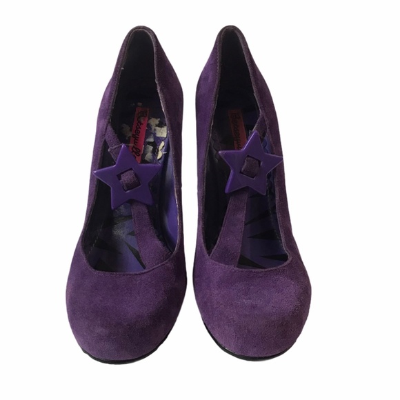 Betsey Johnson Shoes - Betseyville XOX Betsey Star Strap Suede Heels 8
